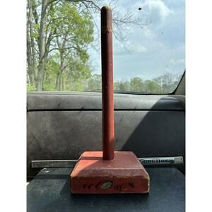 Hand Painted Countertop Paper Towel Holder Solid Wood Primitive Red